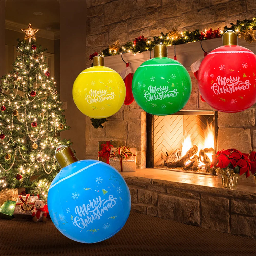 55CM Christmas Inflatable Ball Outdoor Garden Decorations PVC Giant Xmas Ball Christmas Large Balls Toy New Year Party Decors-Serilas