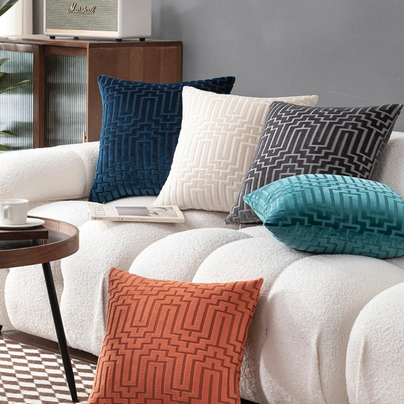 Pillow Cover Cut Velvet Geometric Creative Decoration Cushion Cover 45x45-Serilas