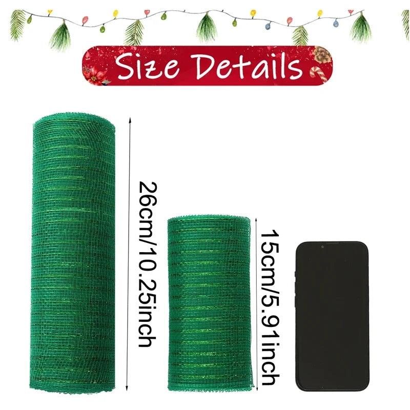 Christmas Tree Decorations Ribbon Mesh Ribbon for Wreath Bow Garland 2025 Christmas Decor Home Decor Gifts Navidad New Year 2026-Serilas