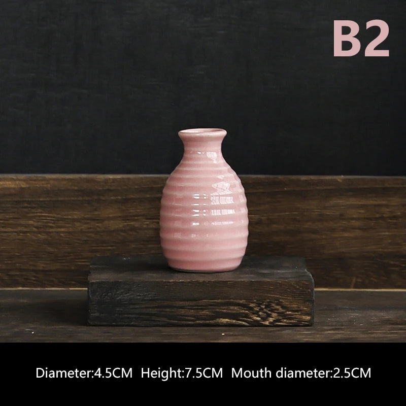Ins Ceramics Flower Vase Nordic Hydroponics Vases Creative Room Decor Mini Flower Plant Bottle Pots Table Ornament Colorful Vase-Serilas