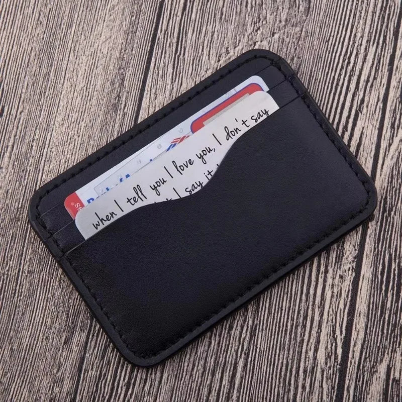 Free Engraved 85x54MM Wallet Card Insert Text Logo Business ID Plate Steel Metal Tag Name Badges For Wallet Insert Card Gift-Serilas