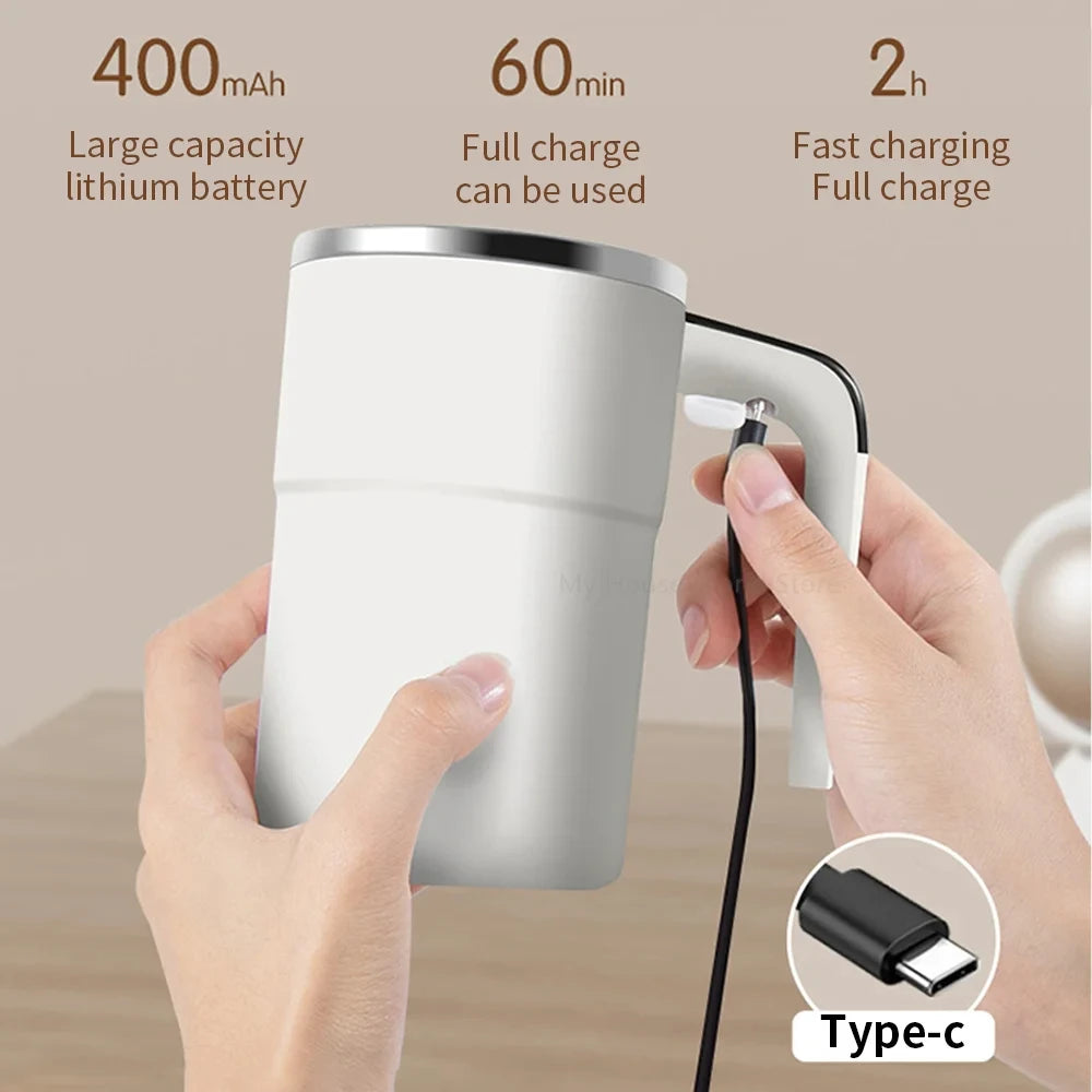 Automatic Stirring Cup Rechargeable Portable Coffee Electric Stirring Stainless Steel Mixer Rotating Magnetic Self Stirring Mugs-Serilas