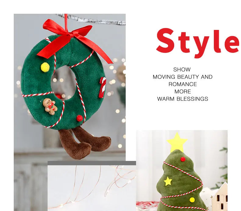 Christmas Decorations Christmas Tree Wreath Cake Wreath Shaped Plush Doll Ornament Holiday Decoration Home Decor for Christmas-Serilas