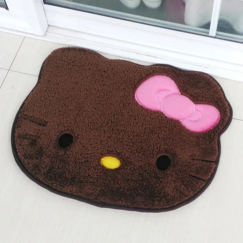 50x60cm Kawaii Hello Kitty Cartoon Rug Anime Kt Cat Plush Floor Mat Bathroom Non-Slip Carpet Car Cushion Soft Living Room Decor-Serilas