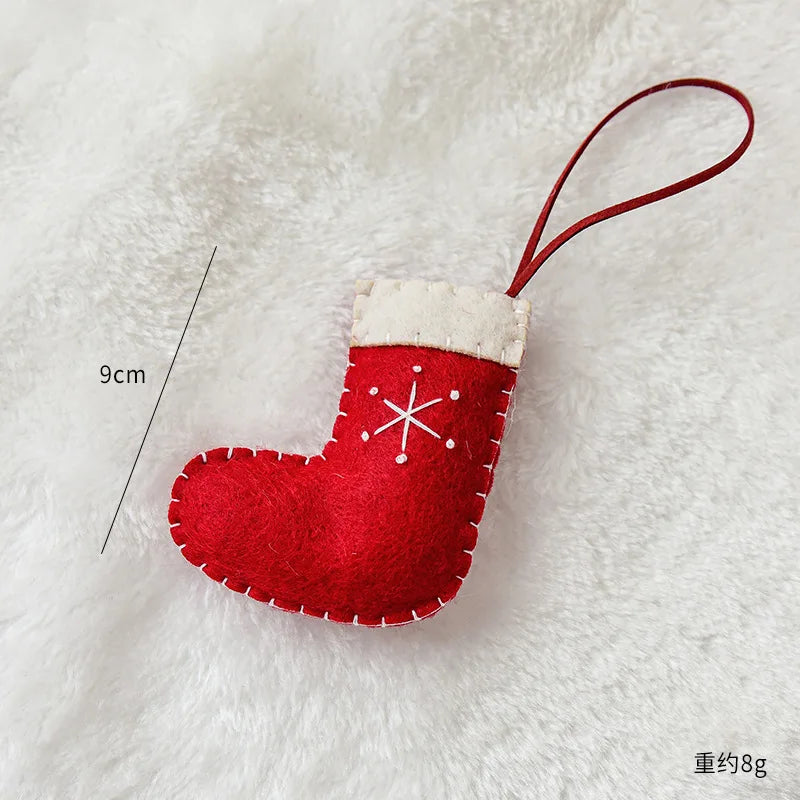Christmas Tree Snowflake Gift Decoration Pendant Wool Felt Gingerbread Handmade DIY Accessories Christmas New Year Decoration-Serilas