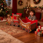 Christmas Gift Train Christmas Train Decoration Festive Christmas Train Toy Set with Santa Gift Boxes Gingerbread Ornaments-Serilas