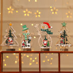 Christmas Decoration DIY Wooden Crafts Creative Ornaments Santa Claus Snowman Reindeer Christmas Desktop Decoration Gifts-Serilas