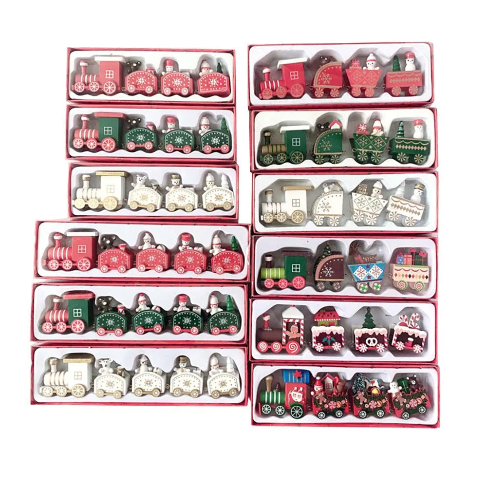 Christmas Wood Train Decoration,Christmas Ornaments With Moving Train,Home Noel,Happy New Year 2025 Gifts-Serilas