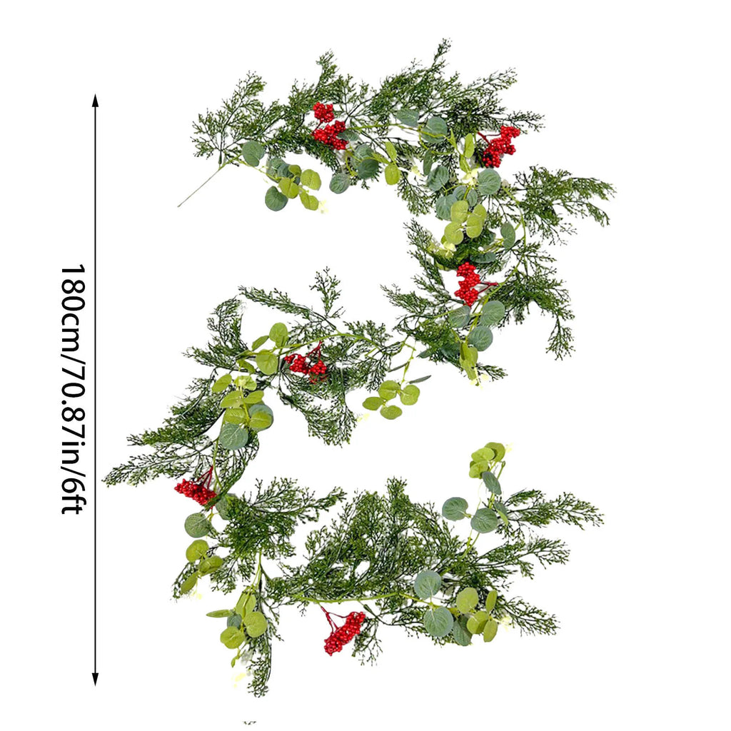Christmas Garland Artificial Pine Garland For Outdoor Or Indoor Garden Green Fireplaces Holiday Party Decorations 1.8/1.9/2.7m-Serilas