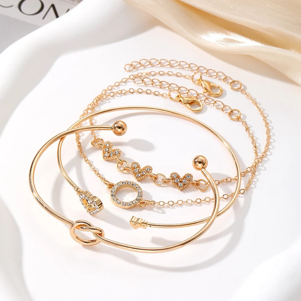 KISSWIFE Luxurious Green Crystal Butterfly Bracelet for Women  Heart Love Chain Bracelets Set Vintage Fashion Jewelry Gifts-Serilas