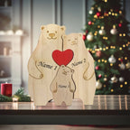 Personalized Family Bear Puzzle Decor Custom Names Fits 2-6 Names Rustic Wooden Bears Seasonal Décor for Mother's & Father's Day-Serilas