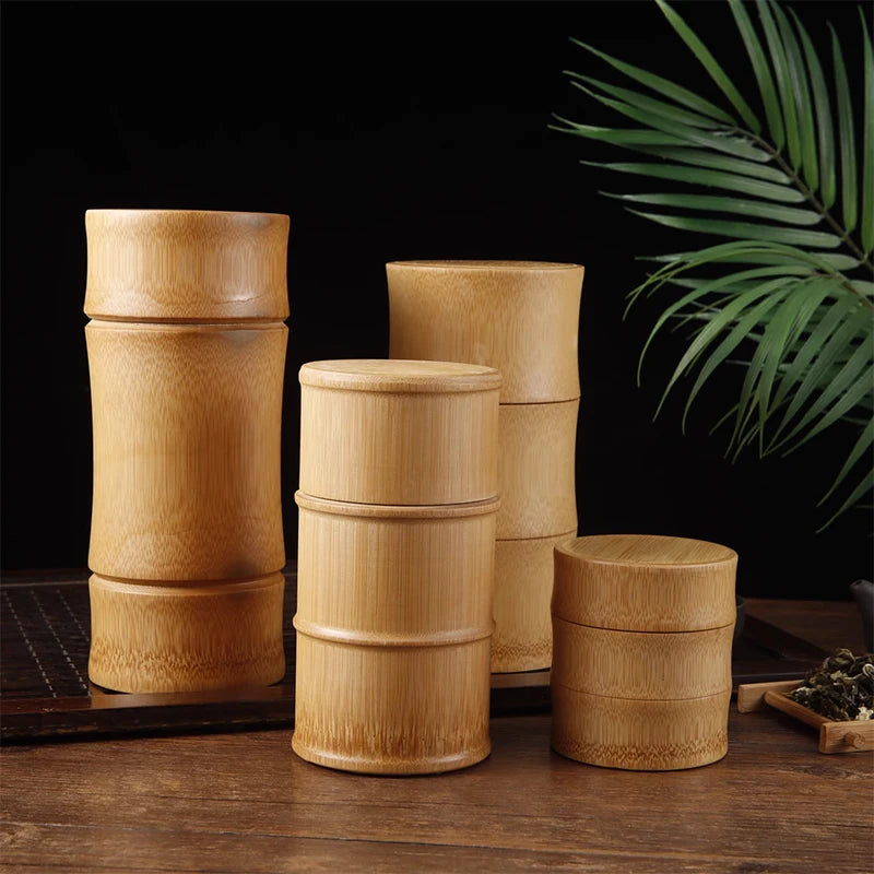 Natural Bamboo Food Storage Box Tea Nut Spice Storage Box Tea Canister Eco-friendly Organizer Jar Kitchen Containers-Serilas