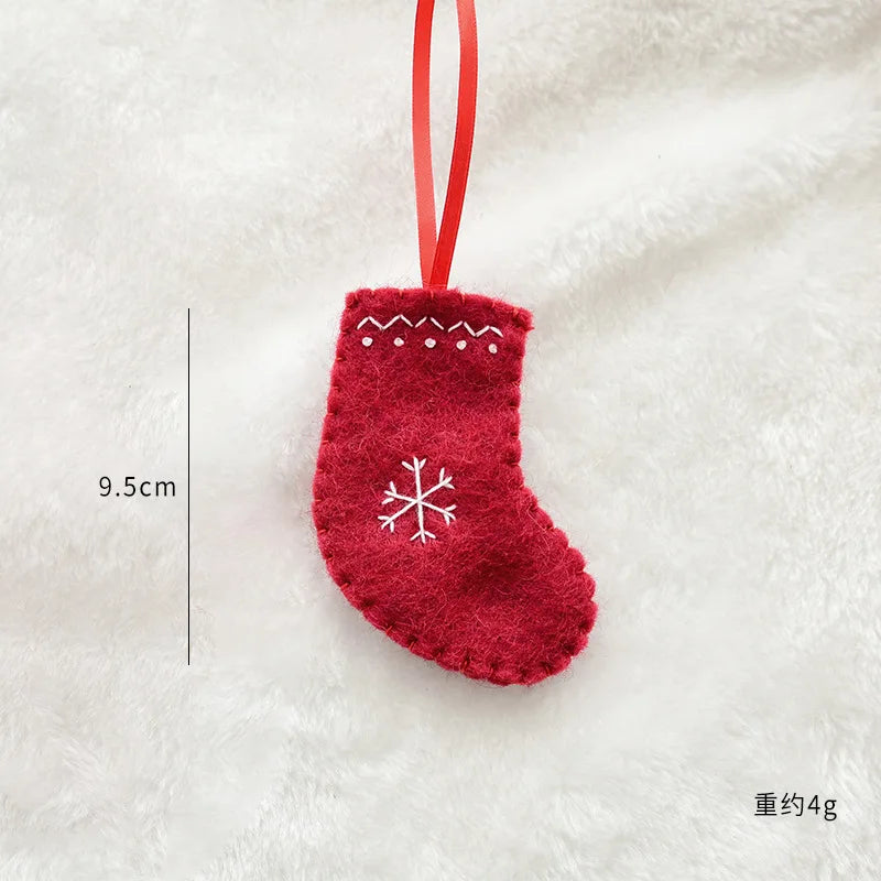 Christmas Tree Snowflake Gift Decoration Pendant Wool Felt Gingerbread Handmade DIY Accessories Christmas New Year Decoration-Serilas