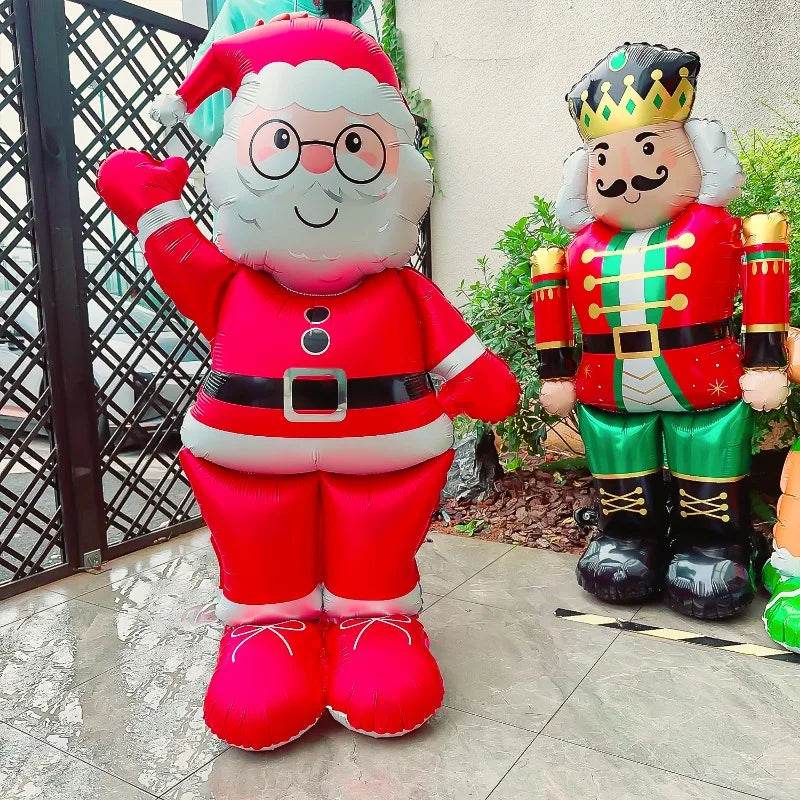 Christmas Large Standing Balloons 3D Inflatable Aluminum Foil Balloon Santa Claus Snowman Xmas Party Home Decors Supply Kid Gift-Serilas