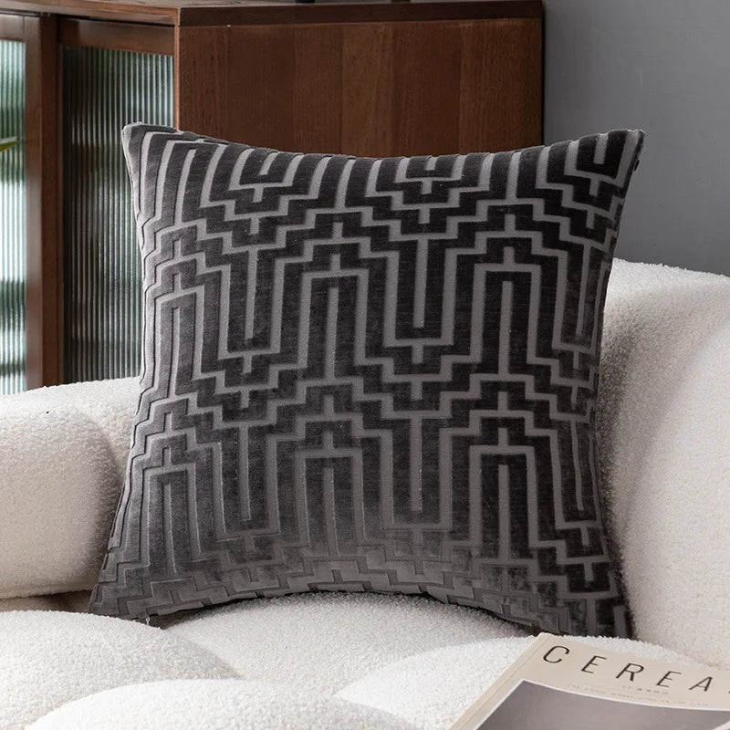 Pillow Cover Cut Velvet Geometric Creative Decoration Cushion Cover 45x45-Serilas