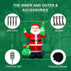 1.2/1.8m Inflatable Santa Claus Holding Christmas Tree Gift Bags Outdoor Decoration with LED Lights Blowing up Toys Garden Decor-Serilas