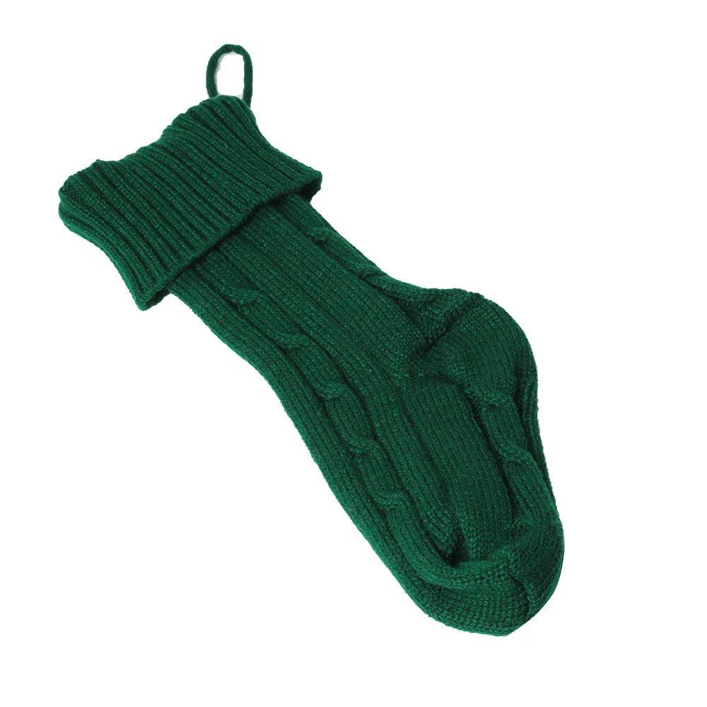 Large Christmas decorations Christmas stocking gift bag Knitted Christmas pendant Cross border woolen Christmas stocking-Serilas