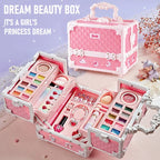 Kids Makeup Kit Little Girls 49 Pcs Washable Makeup Kit Real Girl Princess Make Up Kit with Cosmetic Case Play Set Birthday Gift-Serilas