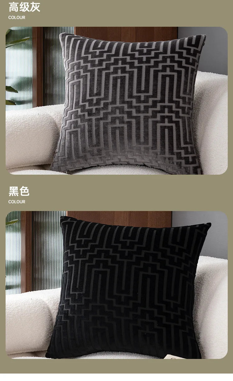 Pillow Cover Cut Velvet Geometric Creative Decoration Cushion Cover 45x45-Serilas