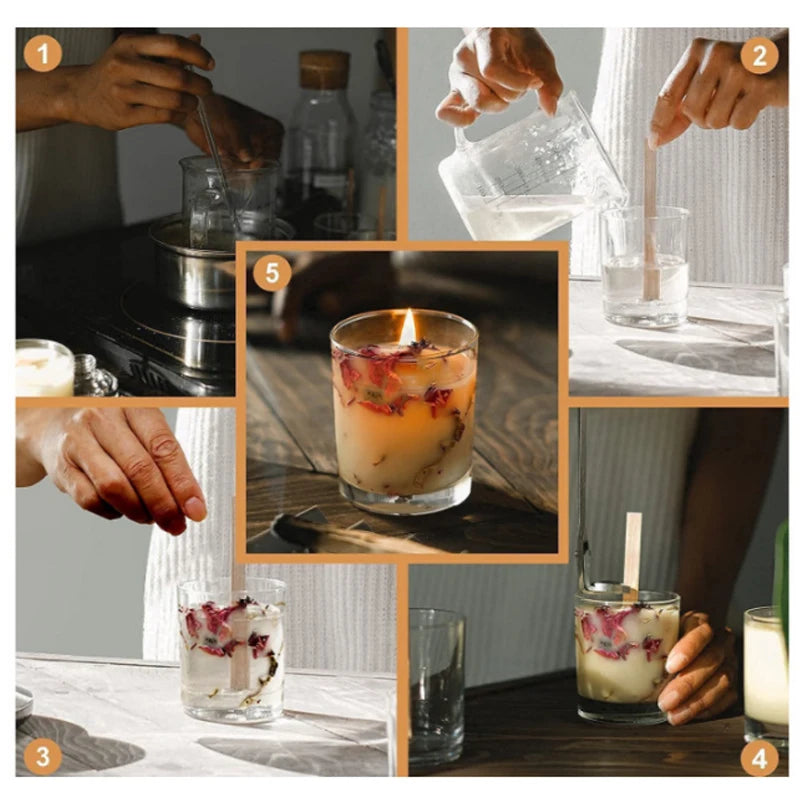 30pcs Wooden Candles Wick for DIY Paraffin Candle Jar Making Kit Candle Core with Clip Base Handmade Smokeless Candle Wick Cores-Serilas