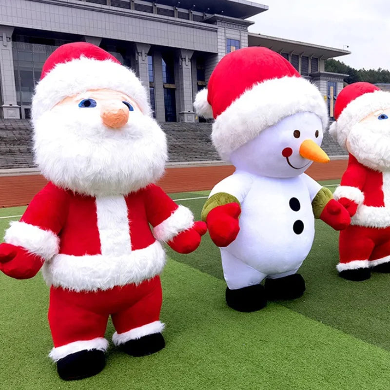 Inflatable Santa Claus Snowman Deer Mascot Costume Adult Fancy Dress Christmas Party Kawaii Mascot Costume Carnival Costumes-Serilas