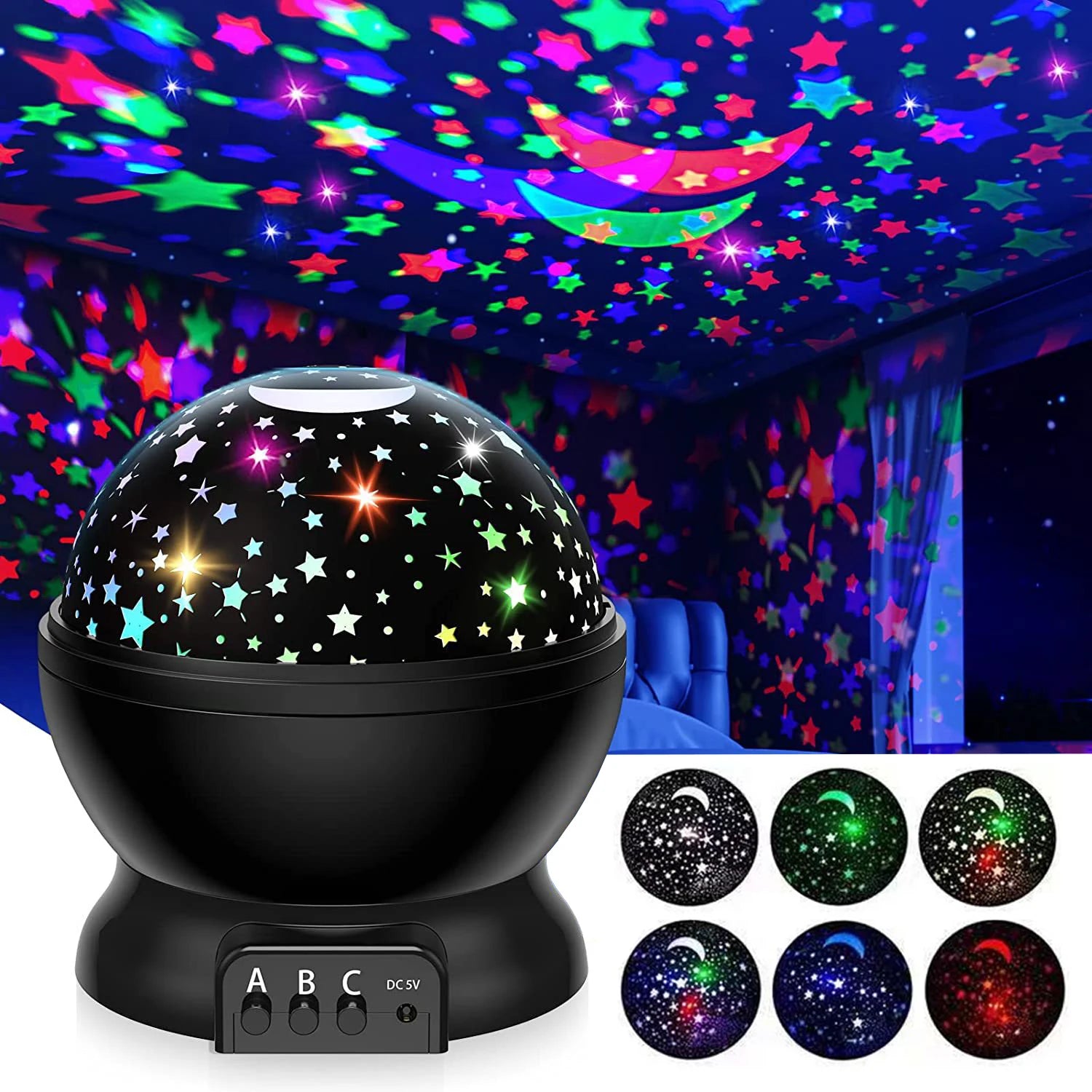 Night Lamp Projector Starry Sky Night Light Projector Baby Lamp Decor Rotating Starry Nursery Moon Galaxy Projector Table Light-Serilas