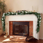 9 FT Long Christmas Garland Flexible PVC Hanging Pendant Artificial Christmas Garlands with Bowknot for Stairs Railing Fireplace-Serilas