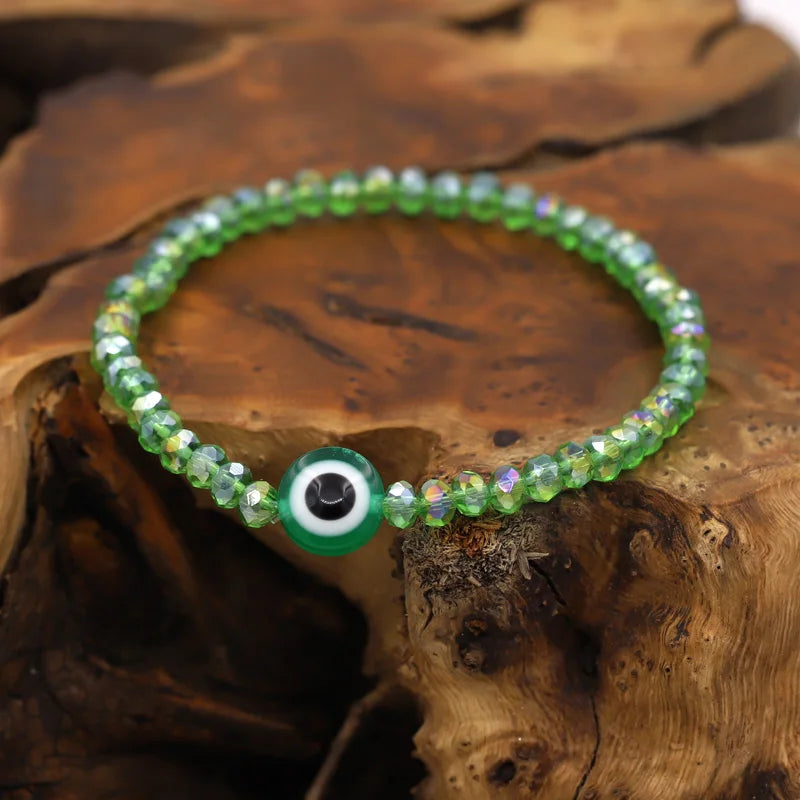 Multicolor Crystal Beaded Elastic Bracelets for Women Boho Jewelry Evil Eye Charm Bracelet Female Girl Gifts Wholesale-Serilas