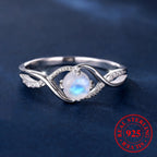 Cute Female Small Round Moonstone Infinity Ring Vintage Real 925 Sterling Silver Wedding Jewelry For Women-Serilas
