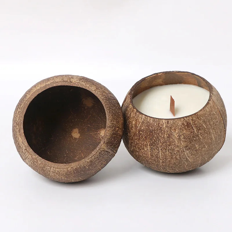 Creative Rough Coconut Shell Candle Holder (No Candle) Coconut Candlestick Romantic Decor Household Ornaments-Serilas