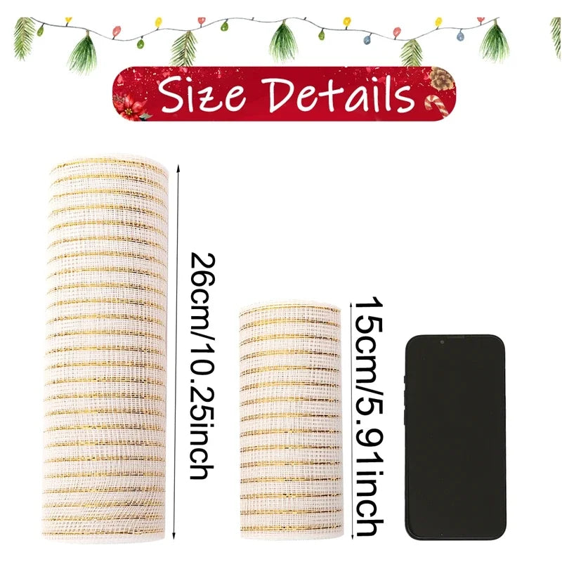 Christmas Tree Decorations Ribbon Mesh Ribbon for Wreath Bow Garland 2025 Christmas Decor Home Decor Gifts Navidad New Year 2026-Serilas