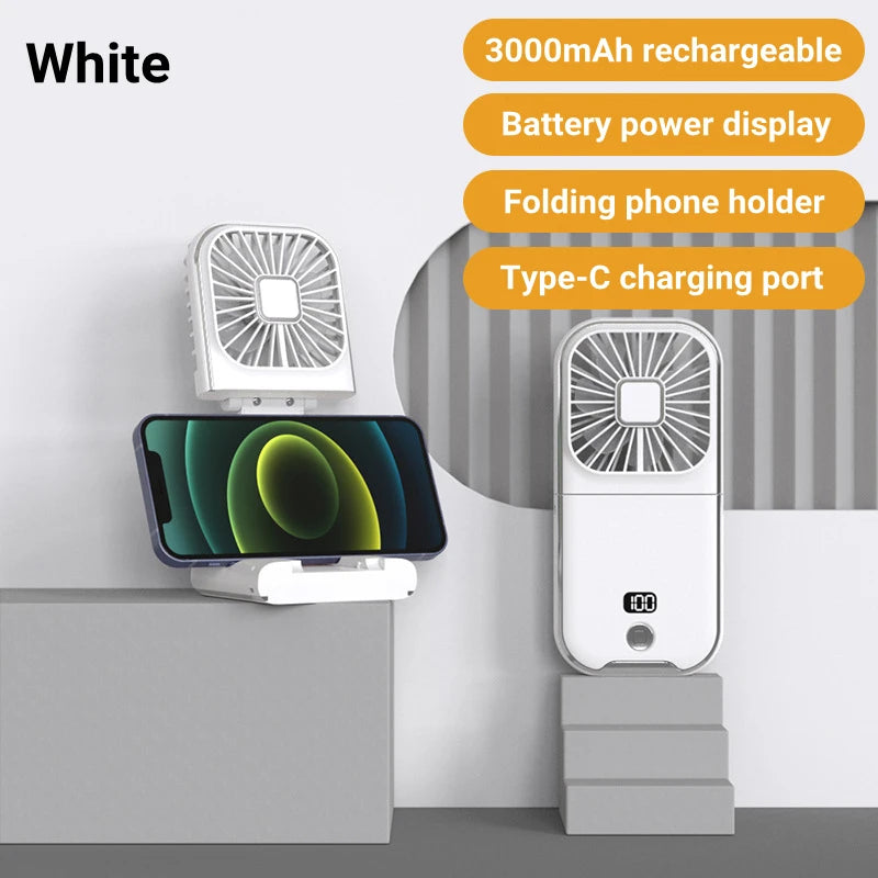 Foldable Hanging Neck Fan Cooling Desktop Refrigeration Handheld USB Mini Fan Camping Mute Ventilador Air Cooler for Sports-Serilas