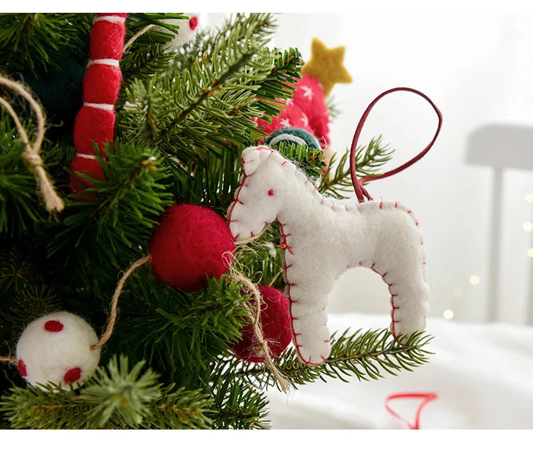 Christmas Tree Snowflake Gift Decoration Pendant Wool Felt Gingerbread Handmade DIY Accessories Christmas New Year Decoration-Serilas