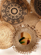 Hanging Woven Cloth Wall Basket Handmade Decorative Rustic Boho Wall Baskets Decor Home Farmhouse Wicker Round Seagrass Baskets-Serilas