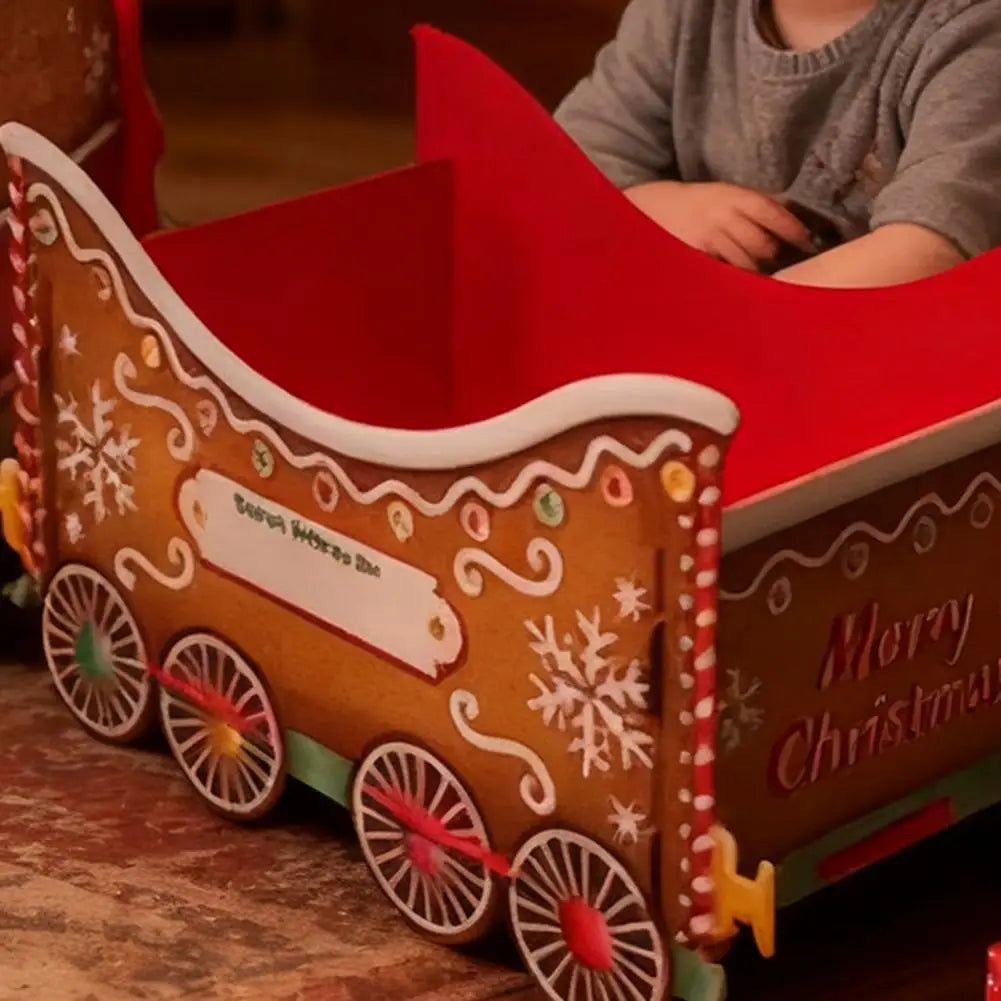 Christmas Gift Train Christmas Train Decoration Festive Christmas Train Toy Set with Santa Gift Boxes Gingerbread Ornaments-Serilas
