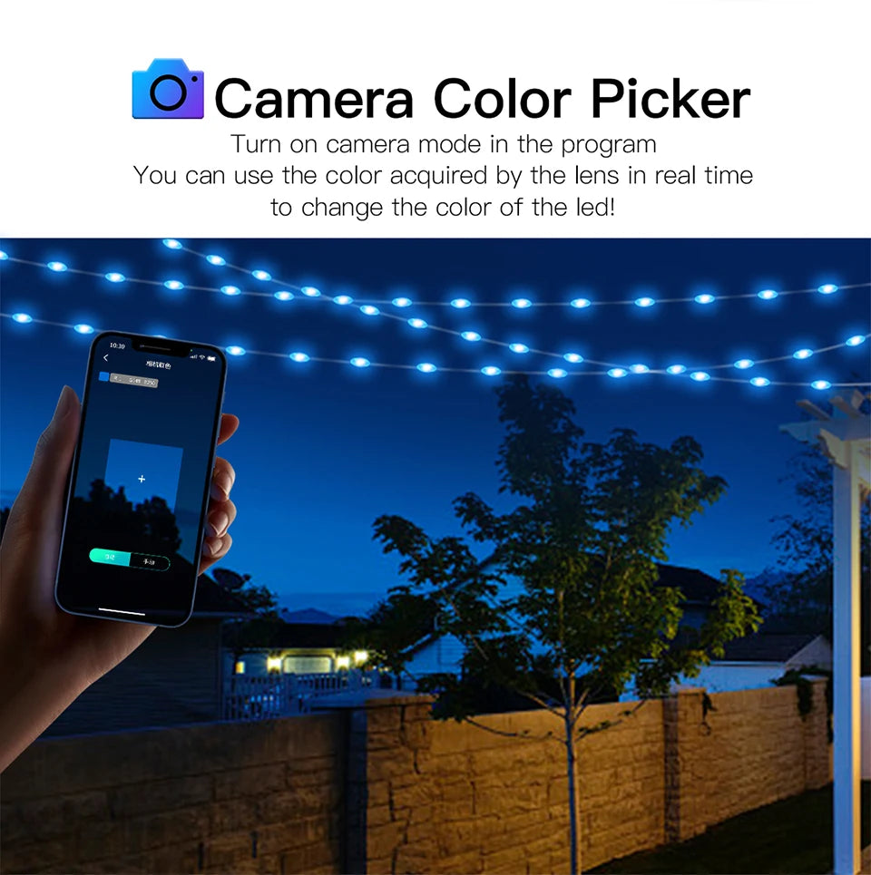 40M Led String RGB Light Smart Outdoor Festoon Party Leather Line IP65 Bluetooth Music Lamp String Fairy Lights Holiday Lighting-Serilas