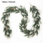 Christmas Garland Artificial Pine Garland For Outdoor Or Indoor Garden Green Fireplaces Holiday Party Decorations 1.8/1.9/2.7m-Serilas