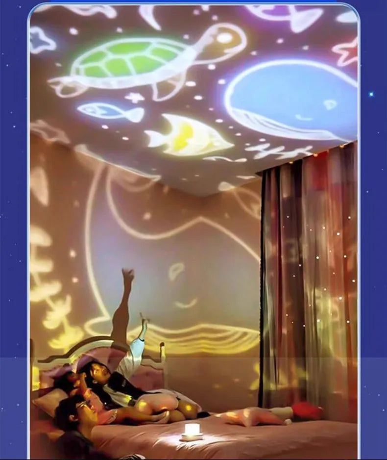 Starry Projector Night Light Rotating Sky Moon Lamp Galaxy Lamp Home Bedroom Decoration Starlight Christmas Lights for Kids Gift-Serilas