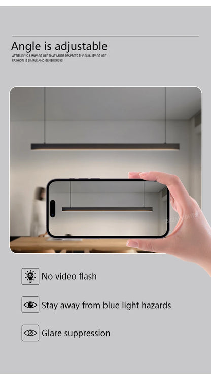 Modern LED linear chandelier for dining room office white bar pendant lights kitchen island lighting black minimalist lamp