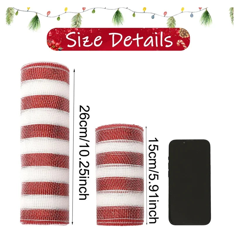 Christmas Tree Decorations Ribbon Mesh Ribbon for Wreath Bow Garland 2025 Christmas Decor Home Decor Gifts Navidad New Year 2026-Serilas