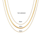 Tarnish Free Stainless Steel 18K Gold Plated Herryingbone Thin Snake Chain Layer Necklace Sexy Women's Gold Chain Necklace-Serilas