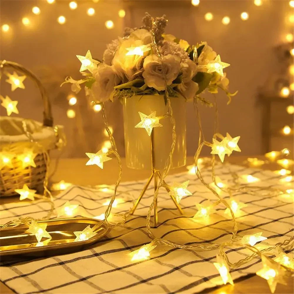 LED String Lights Outdoor Star Chain Lights Garland Lights Bulb Fairy Lights Party Home Wedding Garden  Decor-Serilas