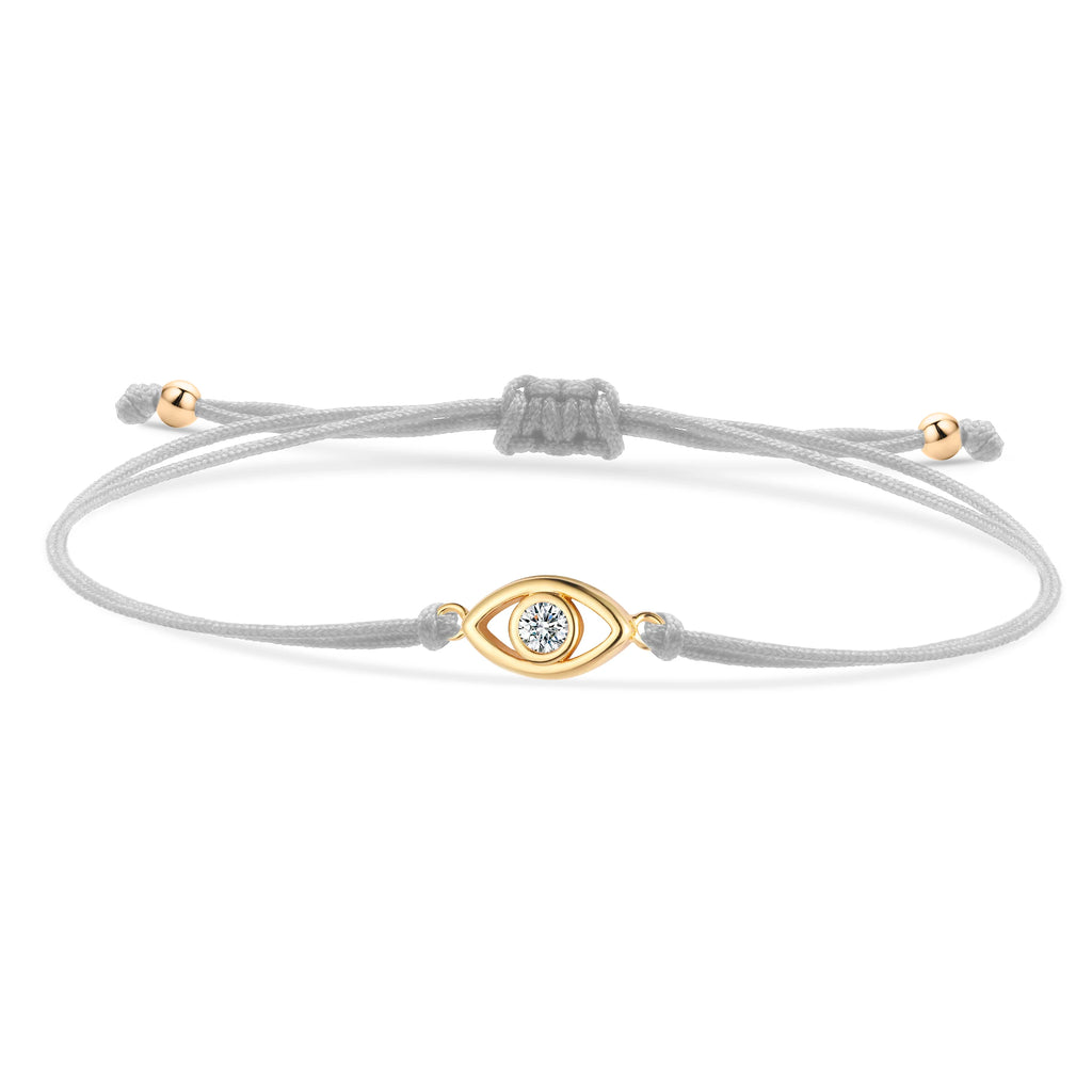 Single Cubic Zirconia Crystal Evil Eye Charm Bracelet Women Gold-plated Brass CZ Zircon Red String Kaballah Luck Protect Jewelry-Serilas