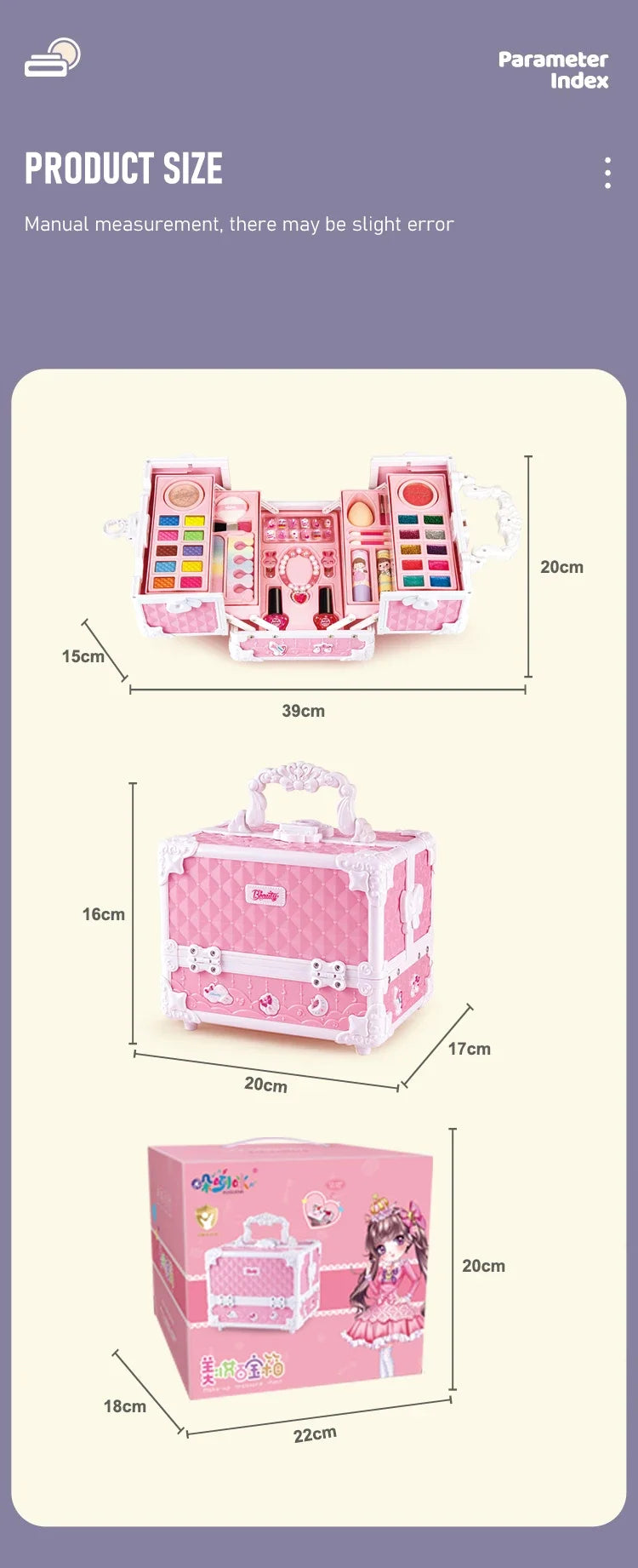 Kids Makeup Kit Little Girls 49 Pcs Washable Makeup Kit Real Girl Princess Make Up Kit with Cosmetic Case Play Set Birthday Gift-Serilas