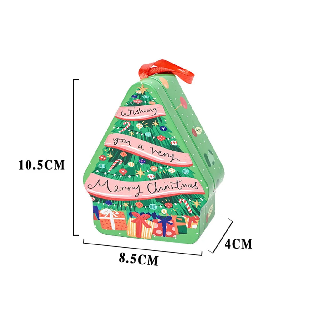 Christmas Tin Gift Box Cartoon Printed Tinplate Box Square Candy Storage Container for Xmas Holiday Packaging Supplies-Serilas