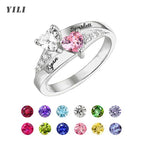 Personalized Name Ring with 1-8 Birthstones Custom Names Birthstone Rings Family Ring Jewelry Gifts for Women Mother Daughter-Serilas