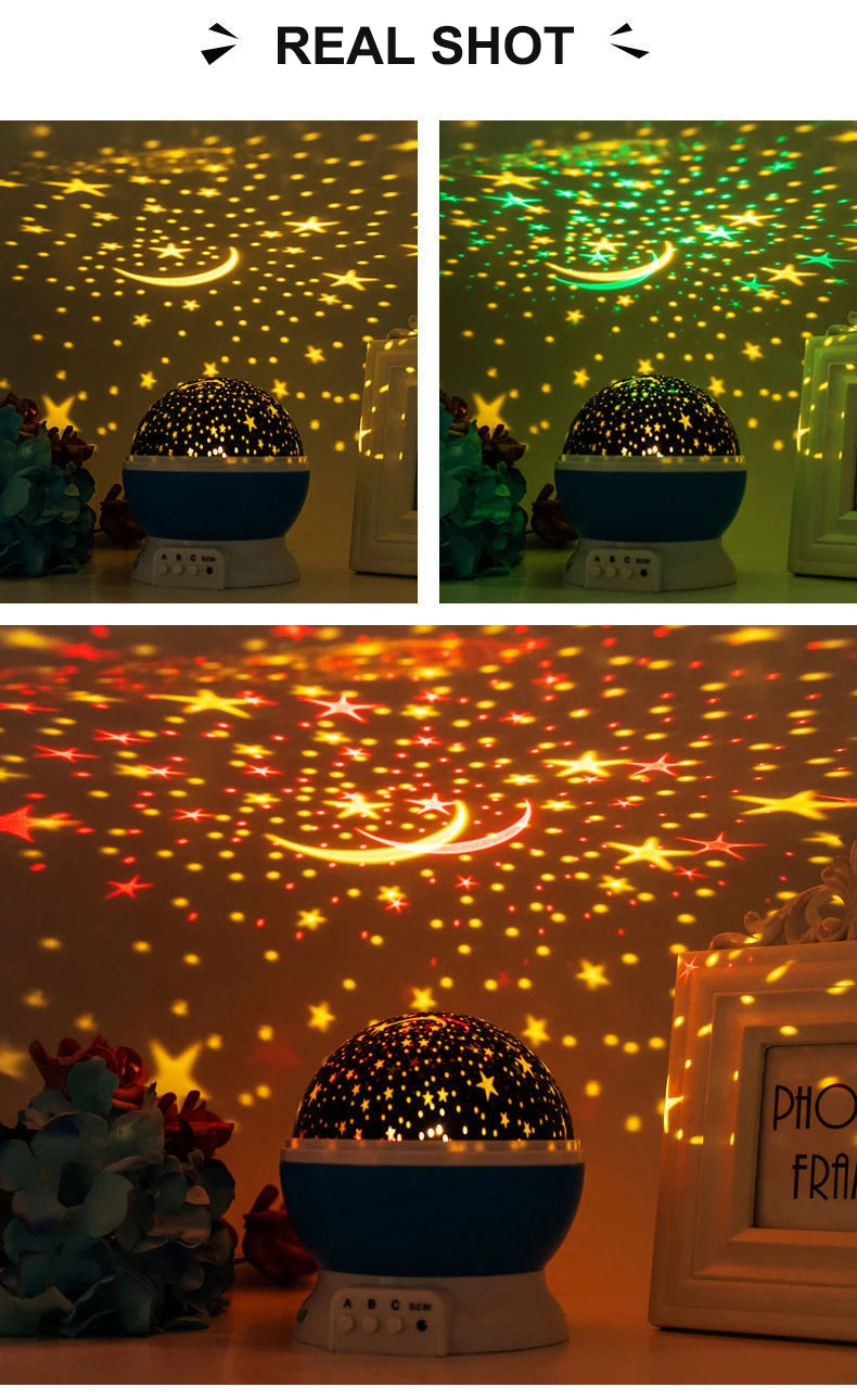 Night Lamp Projector Starry Sky Night Light Projector Baby Lamp Decor Rotating Starry Nursery Moon Galaxy Projector Table Light-Serilas