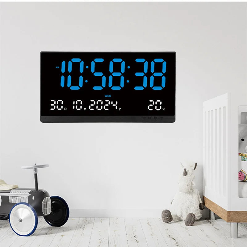 21 Inch Large Digital Wall Clock Large LED Screen Display Clock with Time/Date/Week/Temperature 12/24H Adjustable Brightness-Serilas