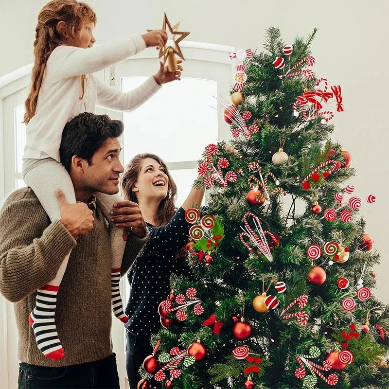 Christmas Decorations Candy Snow Berries Artificial Bouquet Xmas Tree Pendant Ornament Home Decor New Year 2025 Gift Accessories-Serilas