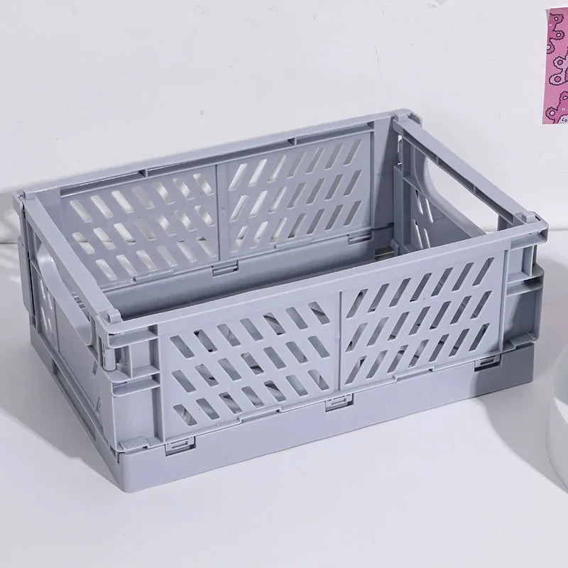4 Color Organizing Storage Baskets Case Folding Student Desktop Basket Tape Stationery Plastic Foldable Container Storage Box-Serilas